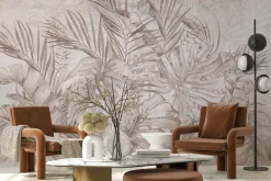 Fototapeta: Tropikalne liście w beżowych kolorach monochromatyczny wzór