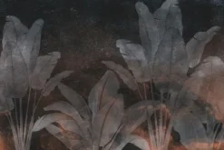 Fototapeta: Tropikalne rośliny na ciemnej betonowej ścianie