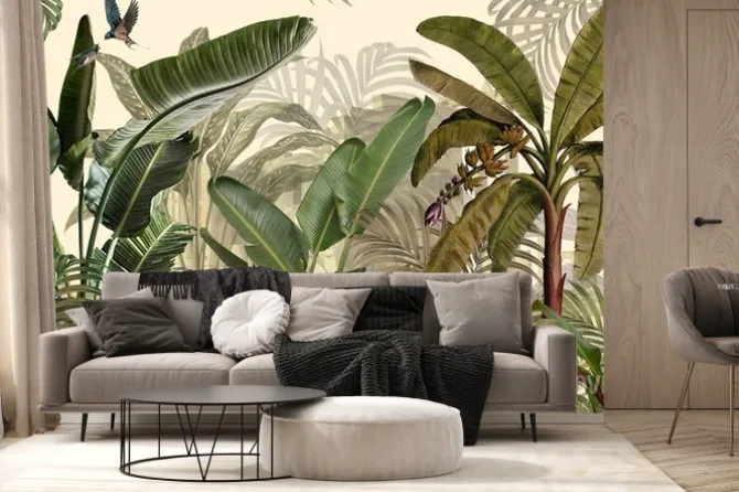 Fototapeta: Tropikalne rośliny na botanicznej ilustracji