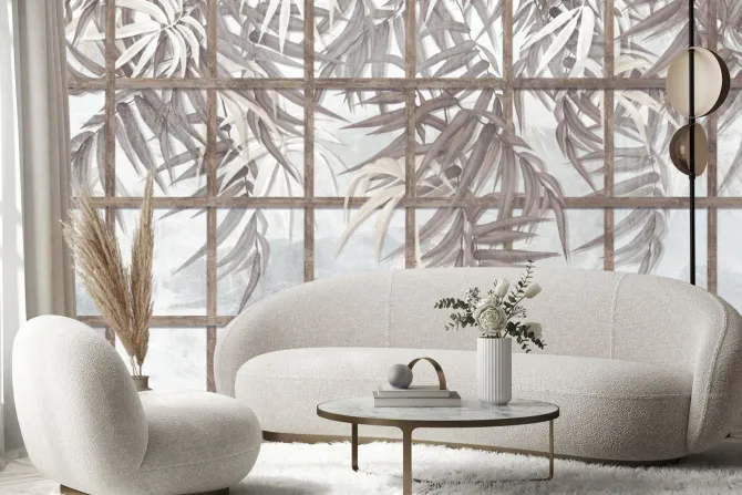 Fototapeta: Tropikalne rośliny gałęzie botaniczny wzór