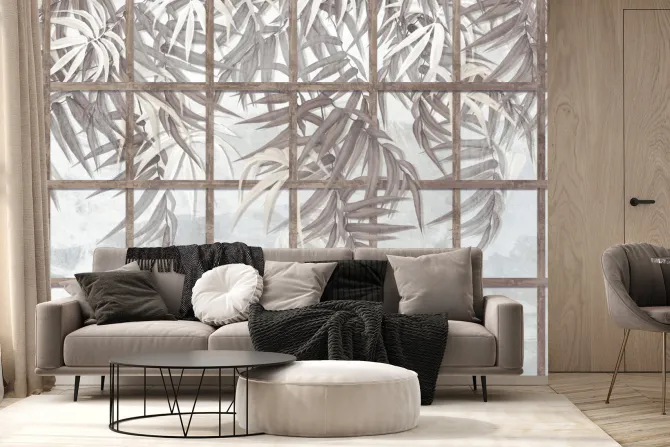 Fototapeta: Tropikalne rośliny gałęzie botaniczny wzór