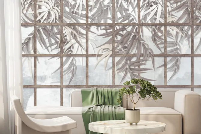 Fototapeta: Tropikalne rośliny gałęzie botaniczny wzór