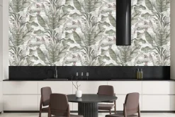 Fototapeta: Tropikalne rośliny liście bananowca ceglany mur dekoracja