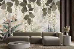 Fototapeta: Tropikalne rośliny i białe kwiaty