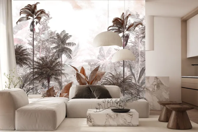 Fototapeta: Tropikalny brązowy las z palmami