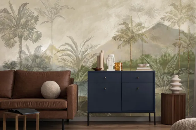 Fototapeta: Tropikalny krajobraz palmy w góry