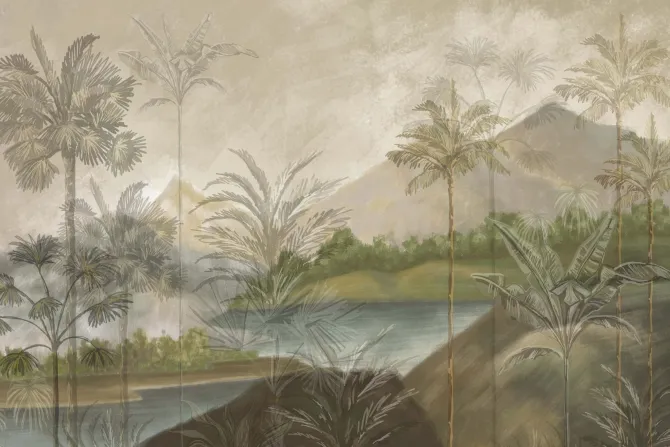 Fototapeta: Tropikalny krajobraz palmy w góry