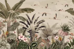 Fototapeta: Tropikalny krajobraz rośliny i egzotyczne ptaki