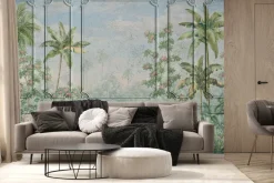 Fototapeta: Tropikalny krajobraz drzewa palmy na tle sztukaterii