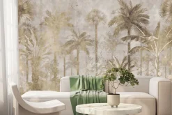 Fototapeta: Tropikalny las z palmami na betonie