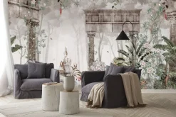 Fototapeta: Tropikalny las z fontanną i kolumnami