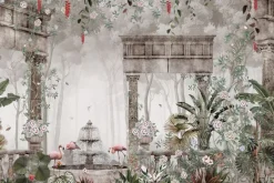 Fototapeta: Tropikalny las z fontanną i kolumnami