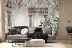 Fototapeta: Tropikalny las z fontanną i kolumnami