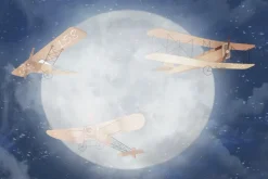 Fototapeta: Trzy samoloty na tle księżyca