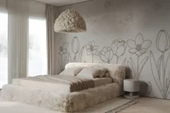 Fototapeta: Tulipany motyle i owady w minimalistycznym stylu beżowy botaniczny