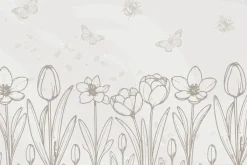 Fototapeta: Tulipany motyle i owady w minimalistycznym stylu beżowy botaniczny