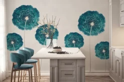 Fototapeta: Turkusowe dmuchawce w stylu akwareli abstrakcyjny botaniczny