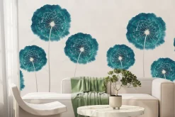 Fototapeta: Turkusowe dmuchawce w stylu akwareli abstrakcyjny botaniczny