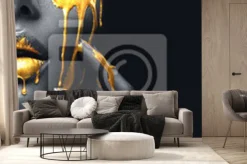 Fototapeta: Twarz kobiety ze złotawymi elementami