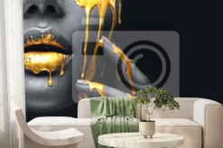 Fototapeta: Twarz kobiety ze złotawymi elementami