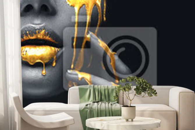 Fototapeta: Twarz kobiety ze złotawymi elementami