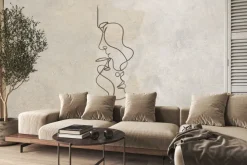 Fototapeta: Twarz kobiety i mężczyzny na beżowym tle