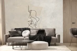 Fototapeta: Twarz kobiety i mężczyzny na beżowym tle