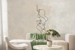 Fototapeta: Twarz kobiety i mężczyzny na beżowym tle