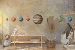 Fototapeta: Układ słoneczny na beżowym tle