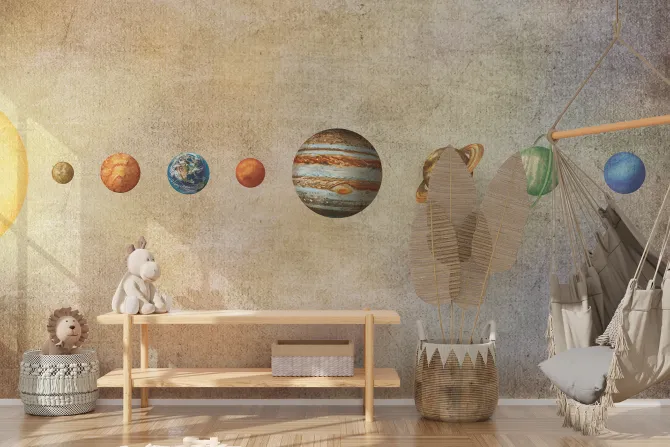 Fototapeta: Układ słoneczny na beżowym tle