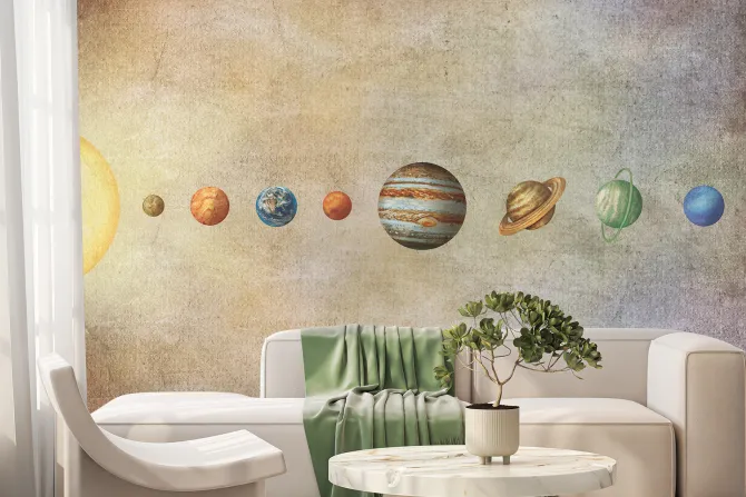 Fototapeta: Układ słoneczny na beżowym tle