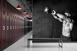 Fototapeta: Umięśniony mężczyzna trenujący z kettlebell