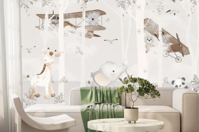 Fototapeta: Urocze samoloty i zwierzęta