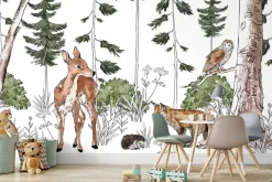 Fototapeta: Urocze zwierzątka w akwarelowym lesie
