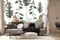 Fototapeta: Urocze zwierzątka w akwarelowym lesie