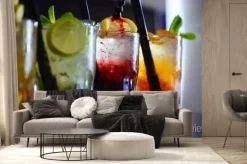 Fototapeta: Uzależnienie od alkoholu. napoje koktajlowe podawane w szklankach
