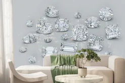 Fototapeta: Variously cut diamonds on white background