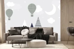 Fototapeta: Vector hand drawn mountains in modern scandinavian style with