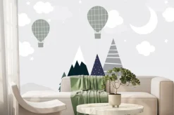 Fototapeta: Vector hand drawn mountains in modern scandinavian style with