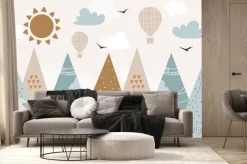 Fototapeta: Vector hand drawn modern design of kids mountains. mountains