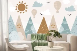 Fototapeta: Vector hand drawn modern design of kids mountains. mountains