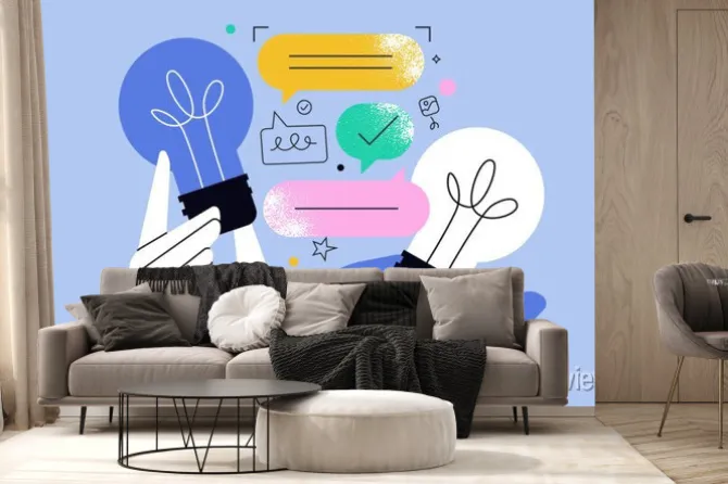 Fototapeta: Vector illustration of idea, brainstorming, creativity, know