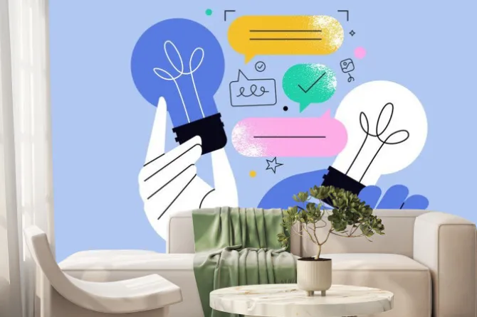 Fototapeta: Vector illustration of idea, brainstorming, creativity, know