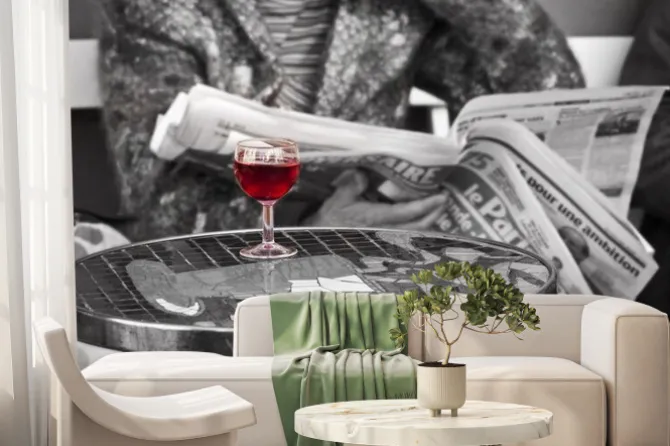 Fototapeta: Verre de vin dans un bistro - paryż, francja