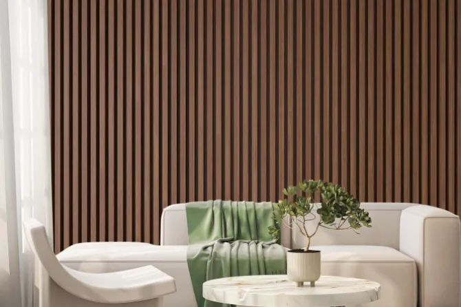 Fototapeta: Vertical wooden slats texture for interior decoration, texture