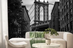 Fototapeta: View of one of the towers of the manhattan bridge from the streets