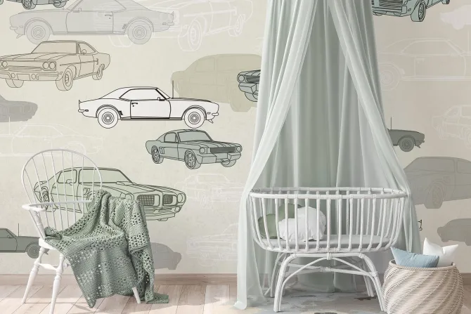 Fototapeta: Vintage samochody w odcieniach zieleni