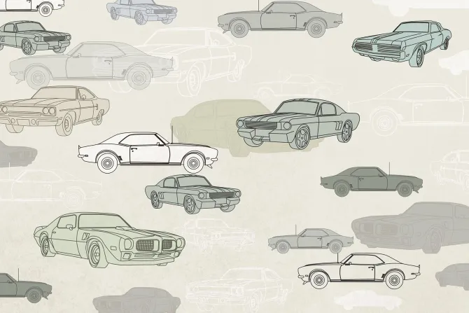 Fototapeta: Vintage samochody w odcieniach zieleni