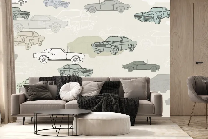 Fototapeta: Vintage samochody w odcieniach zieleni