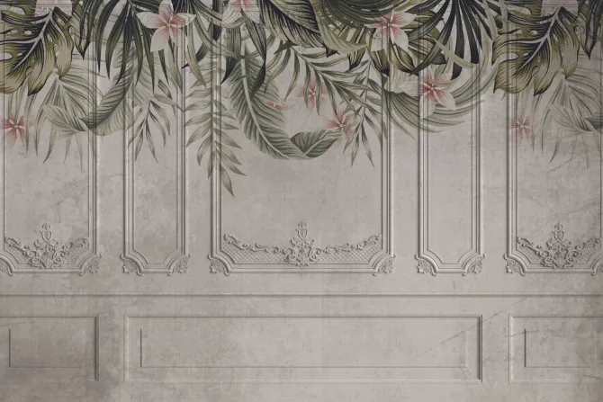 Fototapeta: Vintage sztukateria z roślinnością